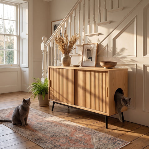 Burdock Litter Box Enclosure, 39" Wide Sideboard with Sliding Door