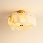 AlabasterAura | Stylish Modern Flush Mount Ceiling Light with Brass Base 0