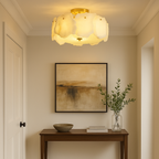 AlabasterAura | Stylish Modern Flush Mount Ceiling Light with Brass Base 2