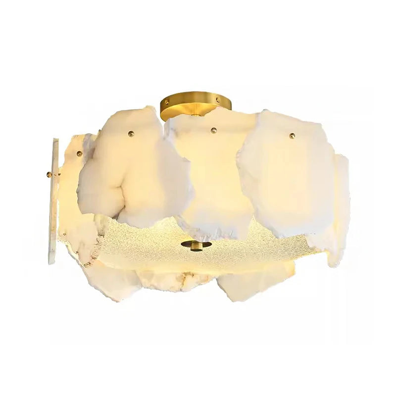 AlabasterAura | Stylish Modern Flush Mount Ceiling Light with Brass Base 7