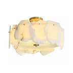 AlabasterAura | Stylish Modern Flush Mount Ceiling Light with Brass Base 7