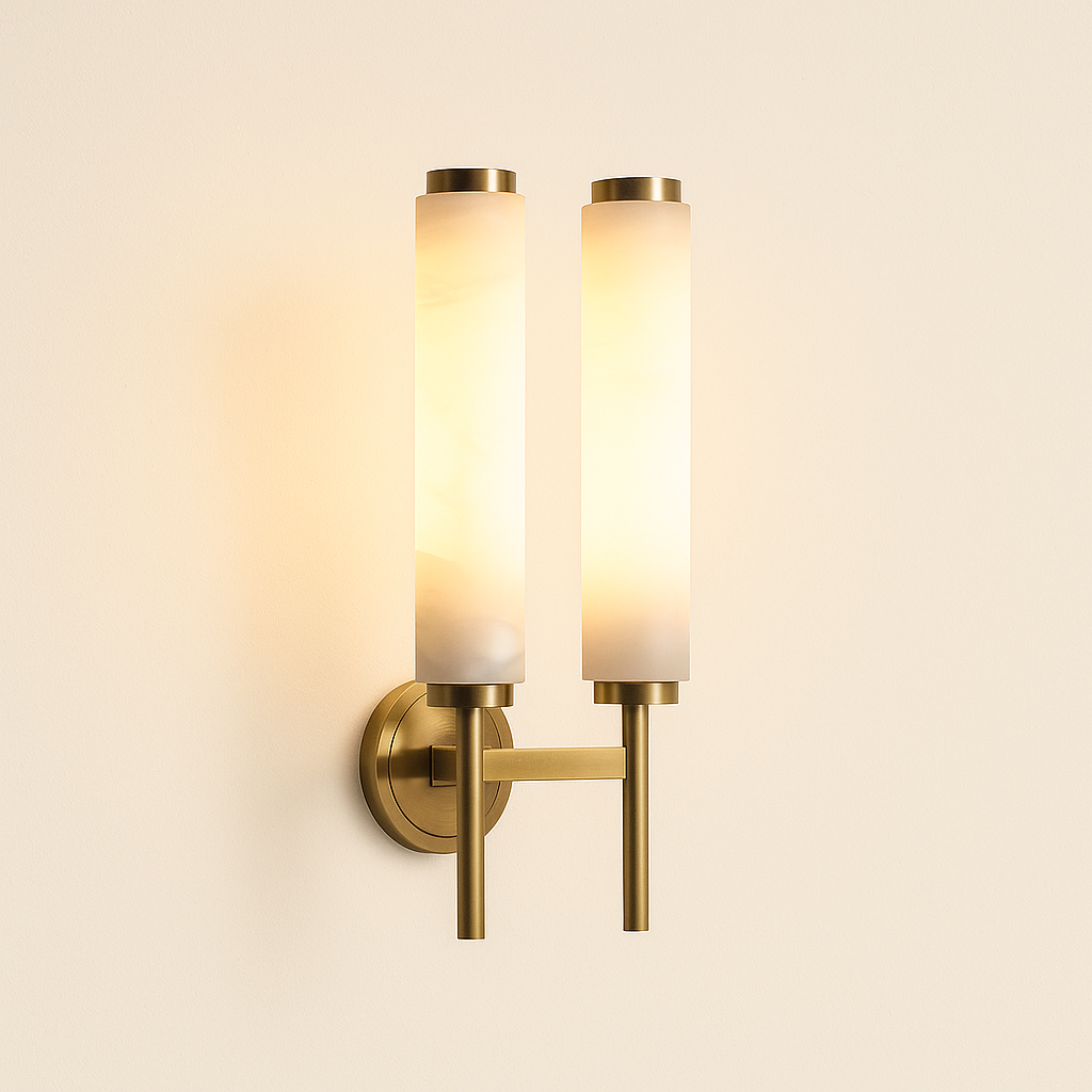 AlabasterGlow | Elegant Contemporary Dual-Column Wall Sconce Light 0