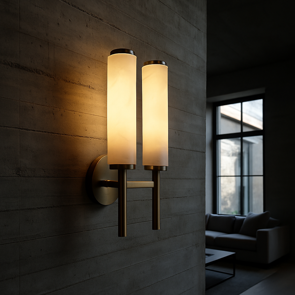 AlabasterGlow | Elegant Contemporary Dual-Column Wall Sconce Light 1