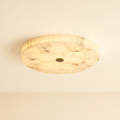AlabasterGlow | Elegant Modern Flush Mount Ceiling Light with Copper Accents 0