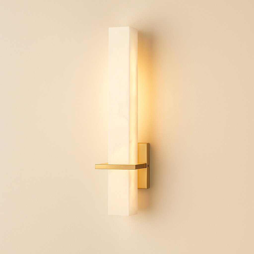 AlabasterGlow | Elegant Modern Wall Sconce Lighting with Copper Accents 0