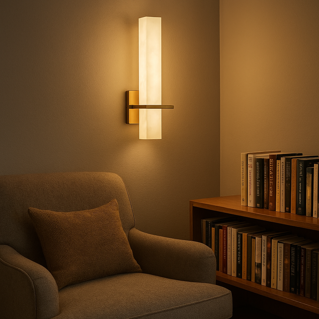 AlabasterGlow | Elegant Modern Wall Sconce Lighting with Copper Accents 1