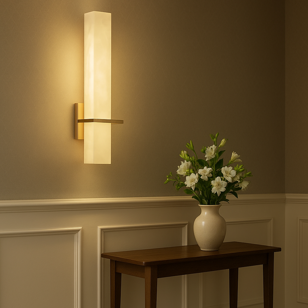AlabasterGlow | Elegant Modern Wall Sconce Lighting with Copper Accents 2