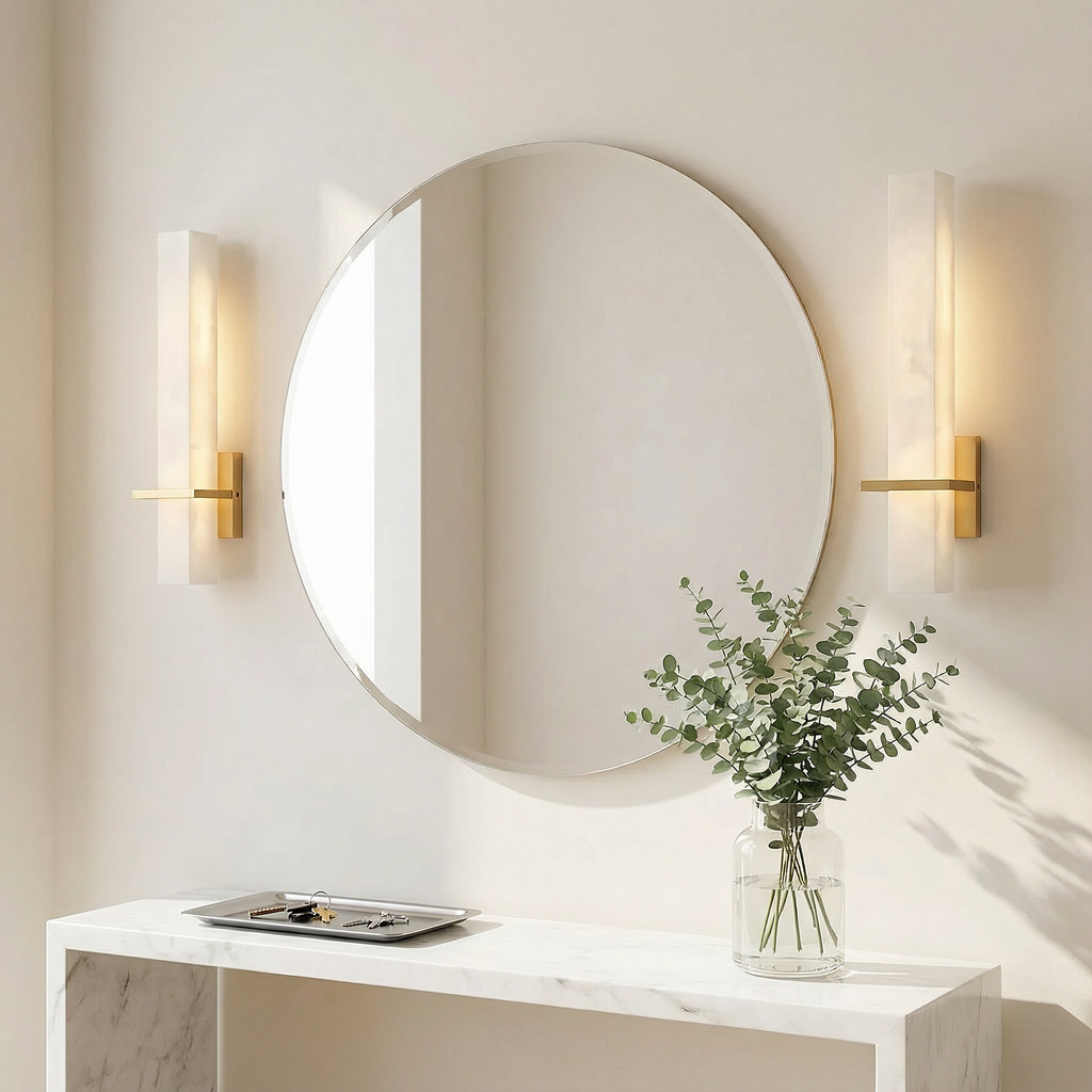 AlabasterGlow | Elegant Modern Wall Sconce Lighting with Copper Accents 3