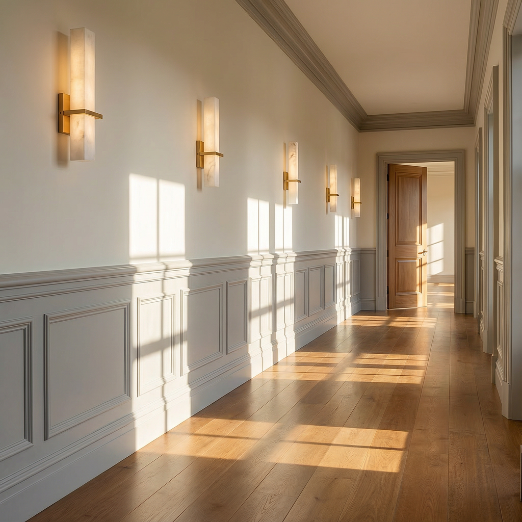 AlabasterGlow | Elegant Modern Wall Sconce Lighting with Copper Accents 4
