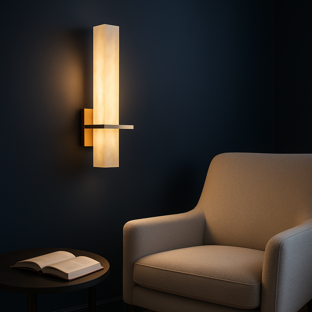 AlabasterGlow | Elegant Modern Wall Sconce Lighting with Copper Accents 5