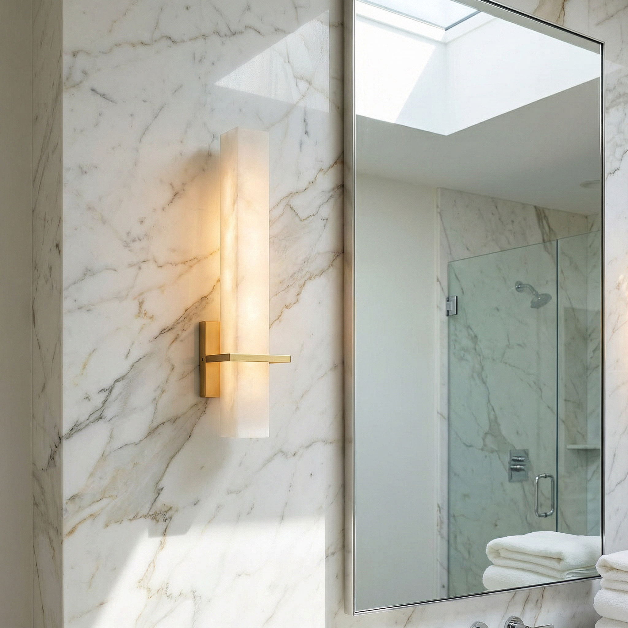 AlabasterGlow | Elegant Modern Wall Sconce Lighting with Copper Accents 7