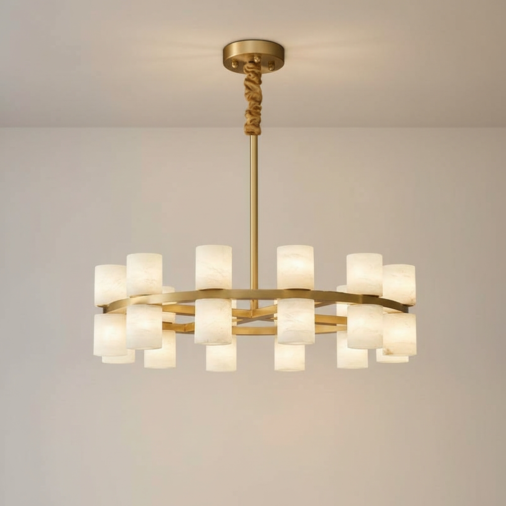 AlabasterSphere | Elegant Modern Brass Kitchen Pendant Light Fixture 0