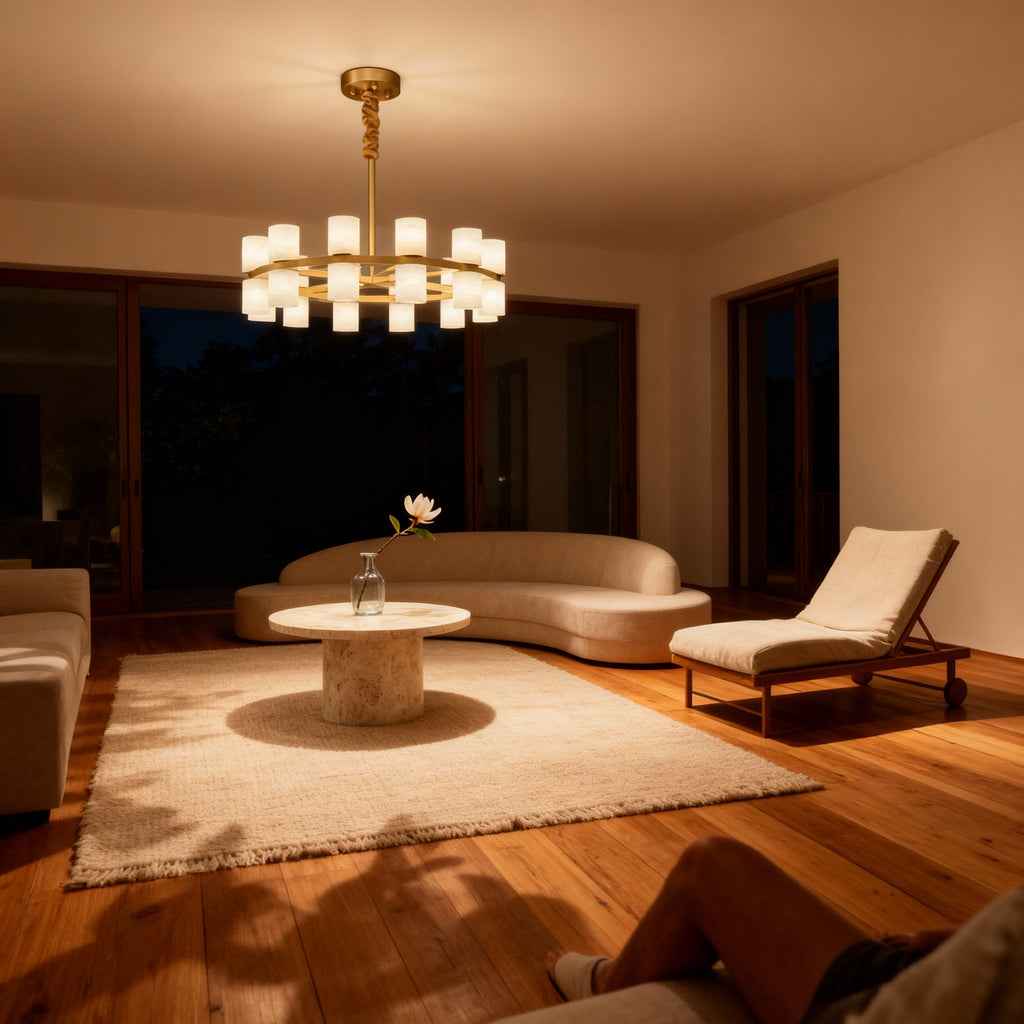 AlabasterSphere | Elegant Modern Brass Kitchen Pendant Light Fixture 3