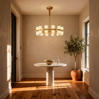 AlabasterSphere | Elegant Modern Brass Kitchen Pendant Light Fixture 4