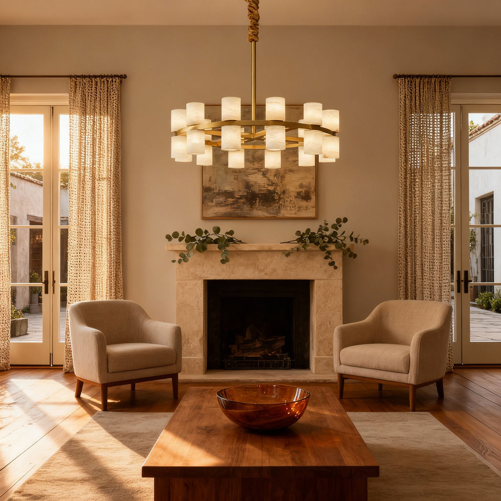 AlabasterSphere | Elegant Modern Brass Kitchen Pendant Light Fixture 5