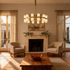 AlabasterSphere | Elegant Modern Brass Kitchen Pendant Light Fixture 5