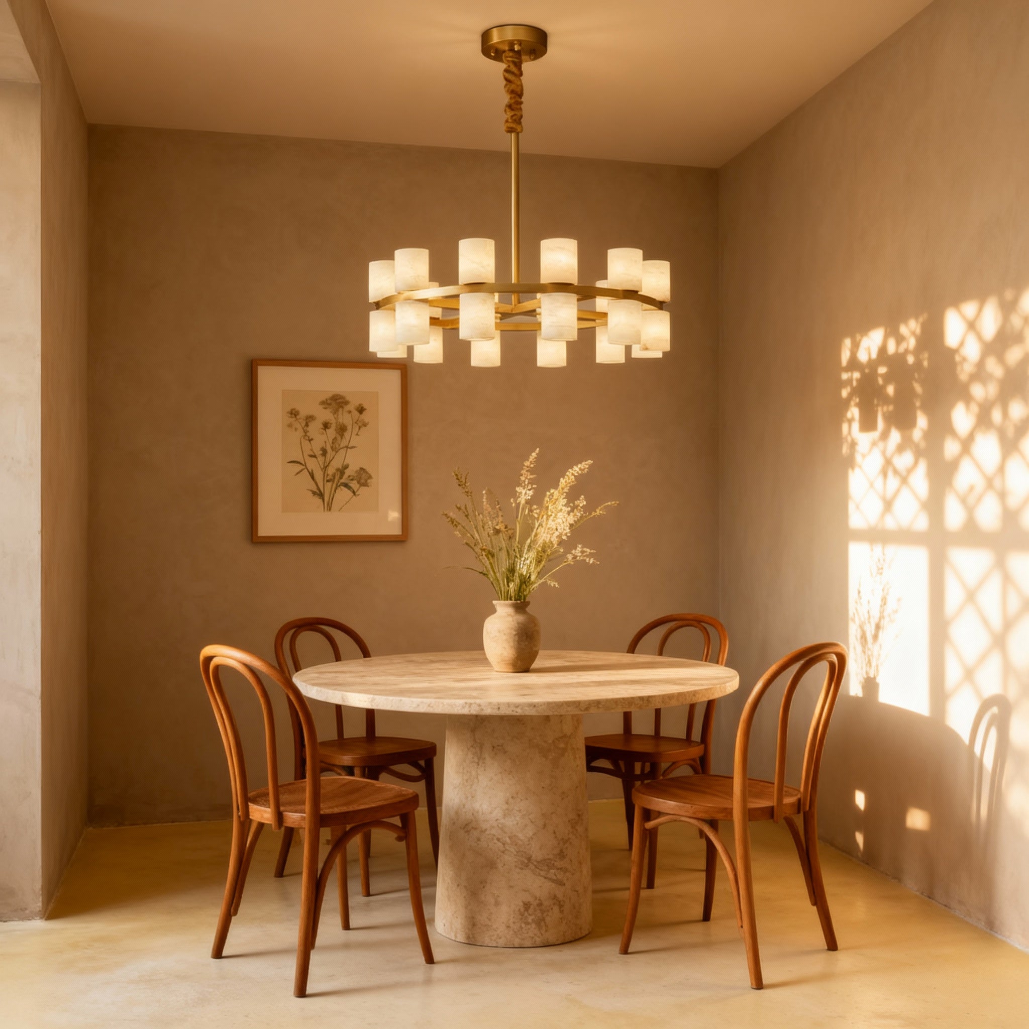 AlabasterSphere | Elegant Modern Brass Kitchen Pendant Light Fixture 6