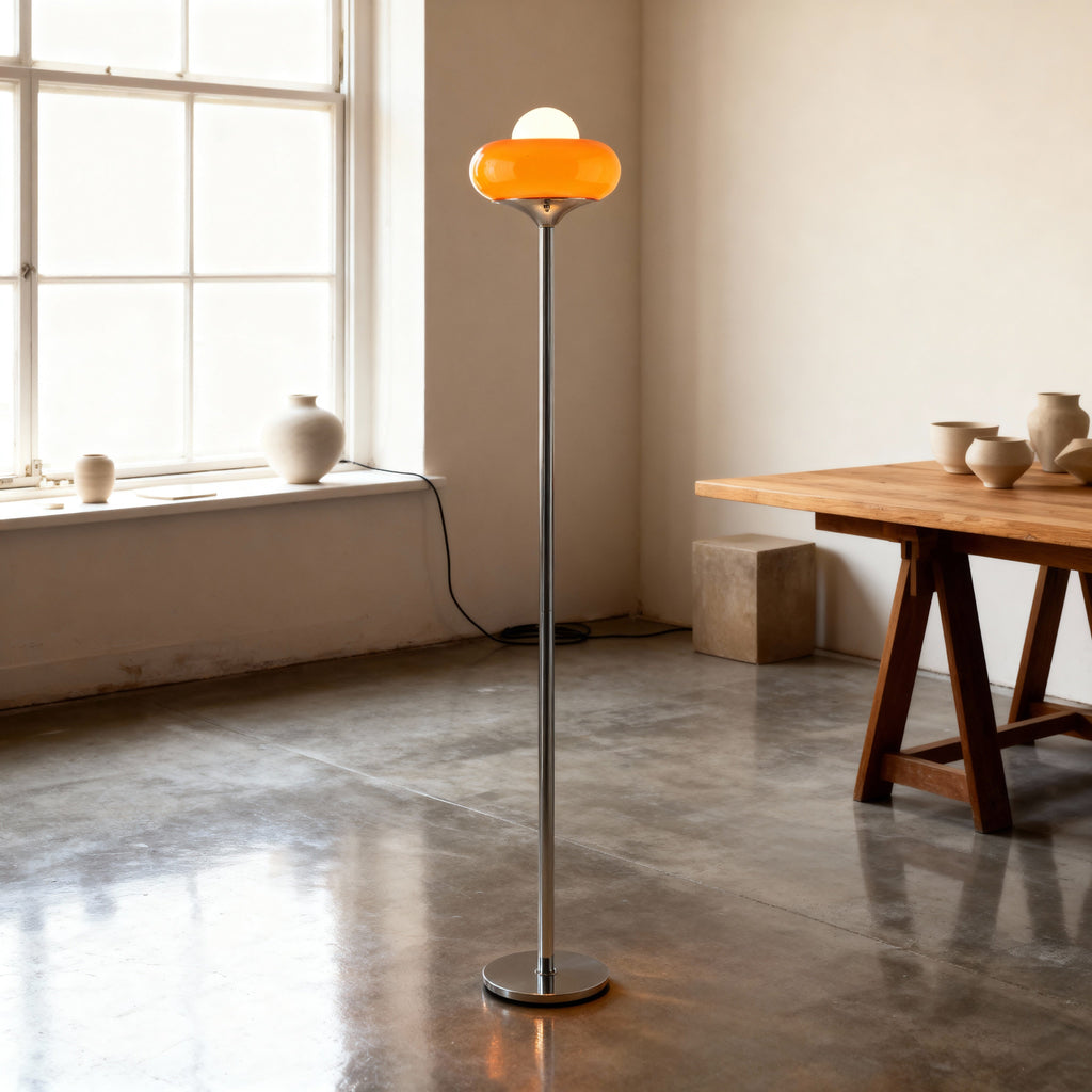 AylaGlow | Stylish Modern Glass Standing Floor Lamp with Warm Ambiance 4
