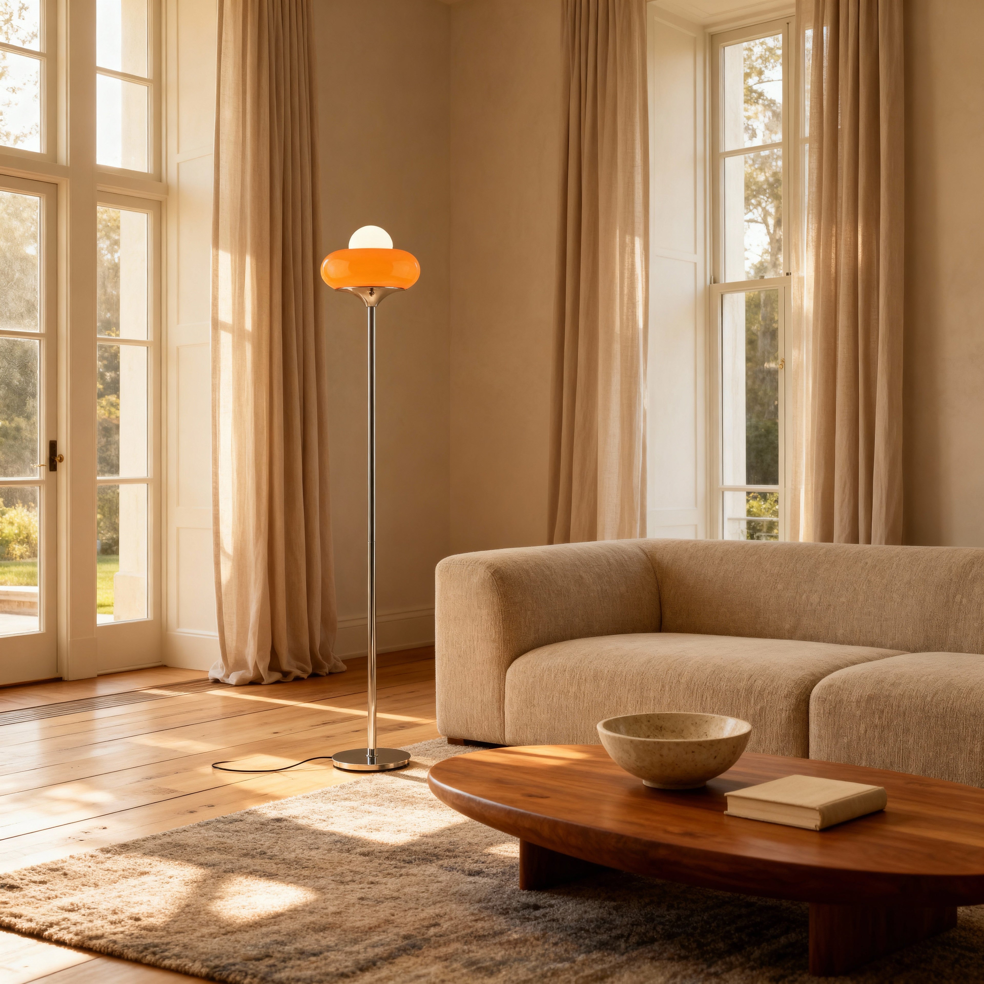 AylaGlow | Stylish Modern Glass Standing Floor Lamp with Warm Ambiance 7