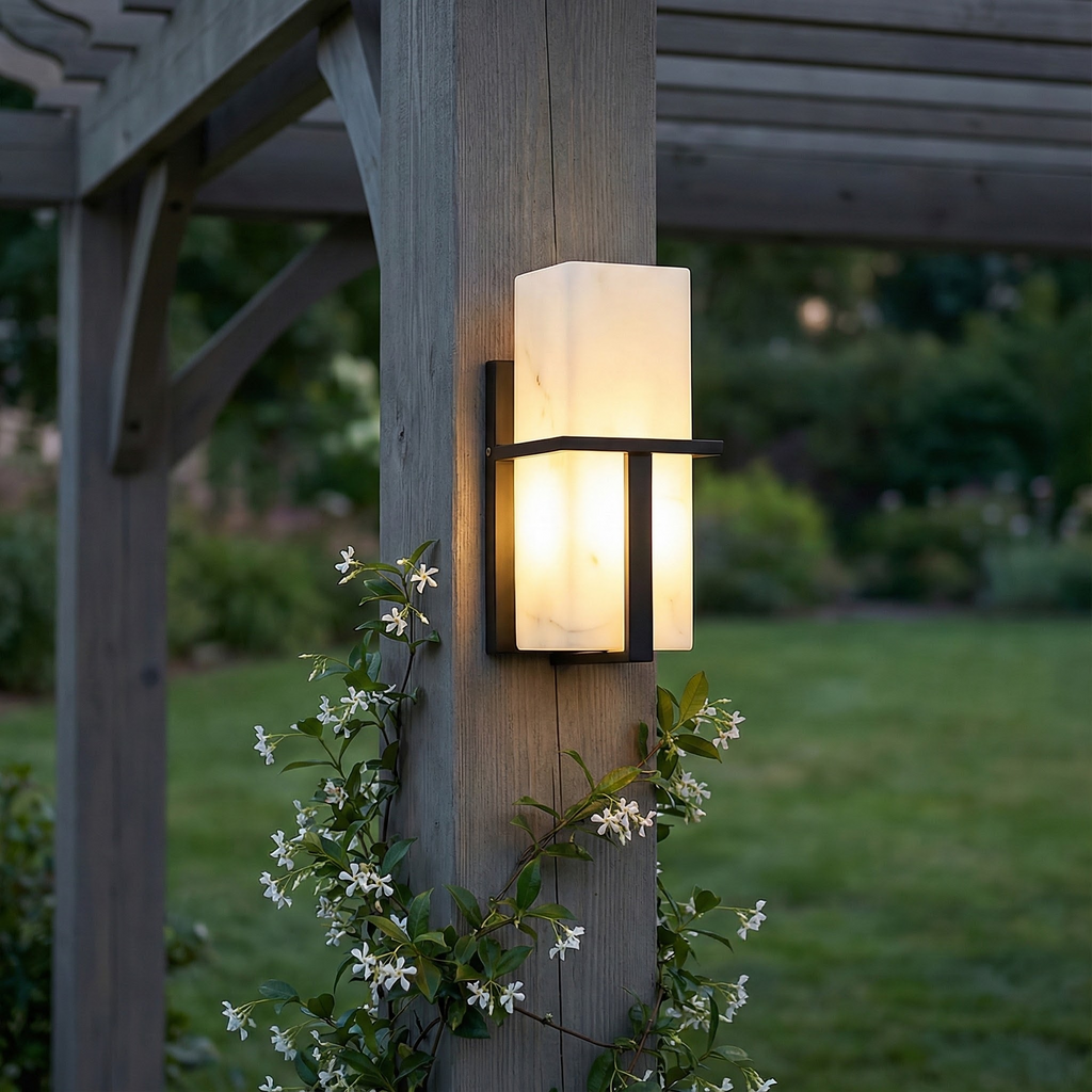 ClairStone | Modern Sleek Outdoor Wall Sconce Light with Marble Finish 6