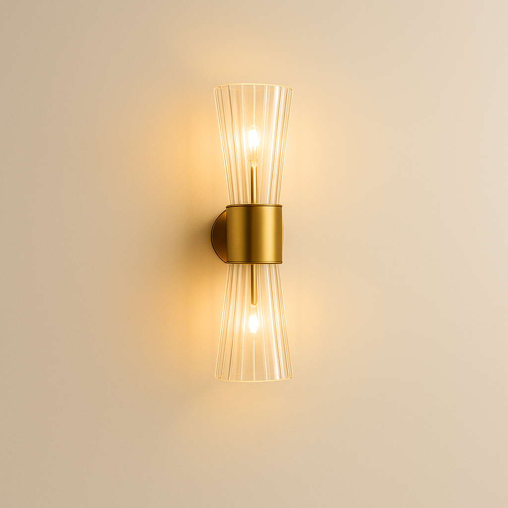 ElaraStone | Elegant Modern Brass Wall Sconce Lighting with Glass Shades 0