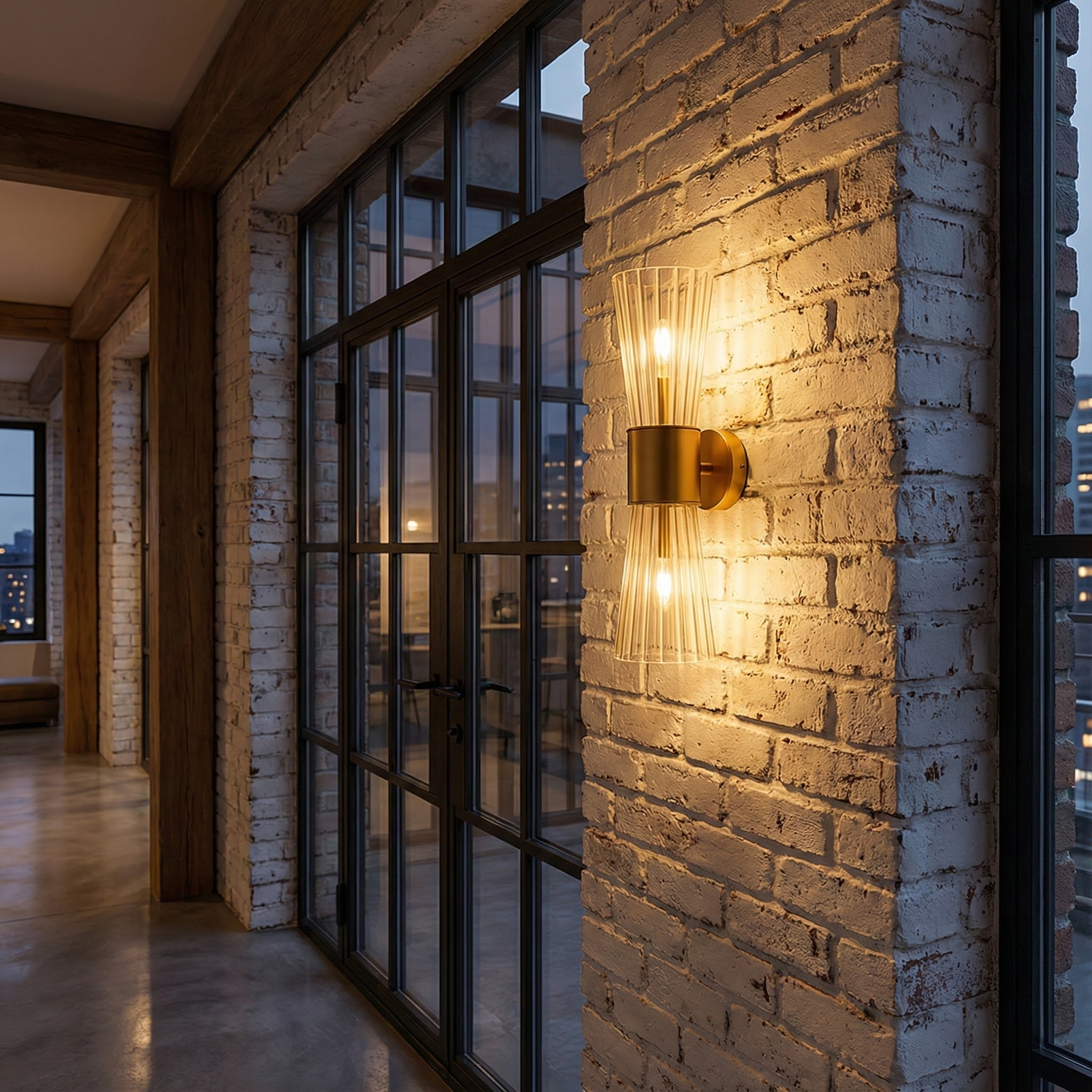 ElaraStone | Elegant Modern Brass Wall Sconce Lighting with Glass Shades 2