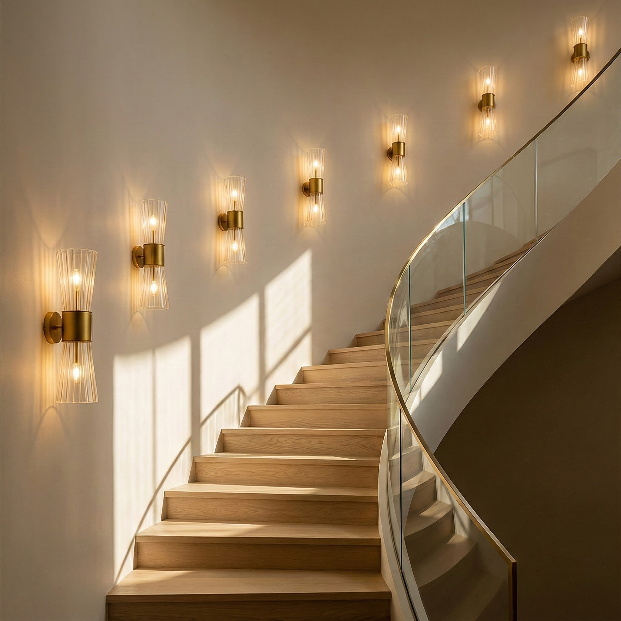 ElaraStone | Elegant Modern Brass Wall Sconce Lighting with Glass Shades 4