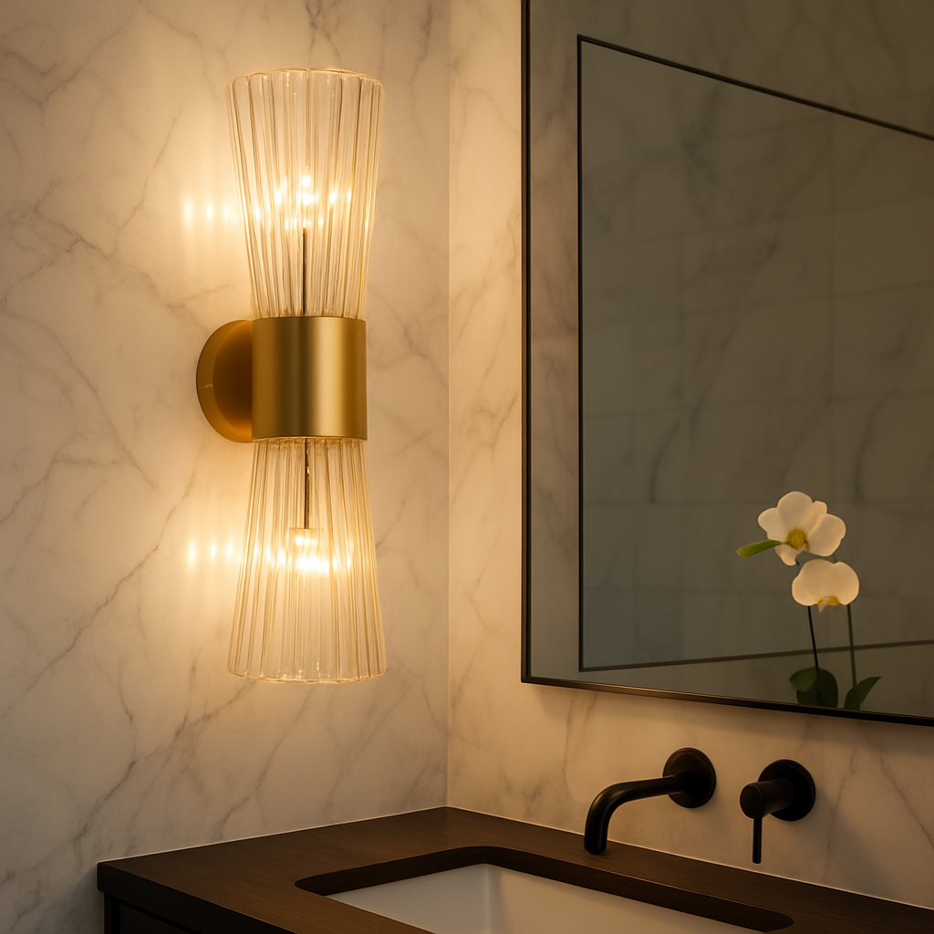 ElaraStone | Elegant Modern Brass Wall Sconce Lighting with Glass Shades 6