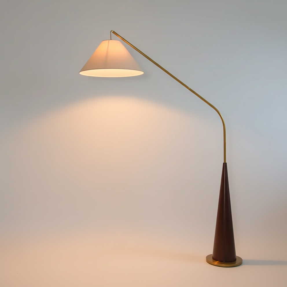 EldaLight | Elegant Modern Gold Arc Floor Lamp with Wood Base 0
