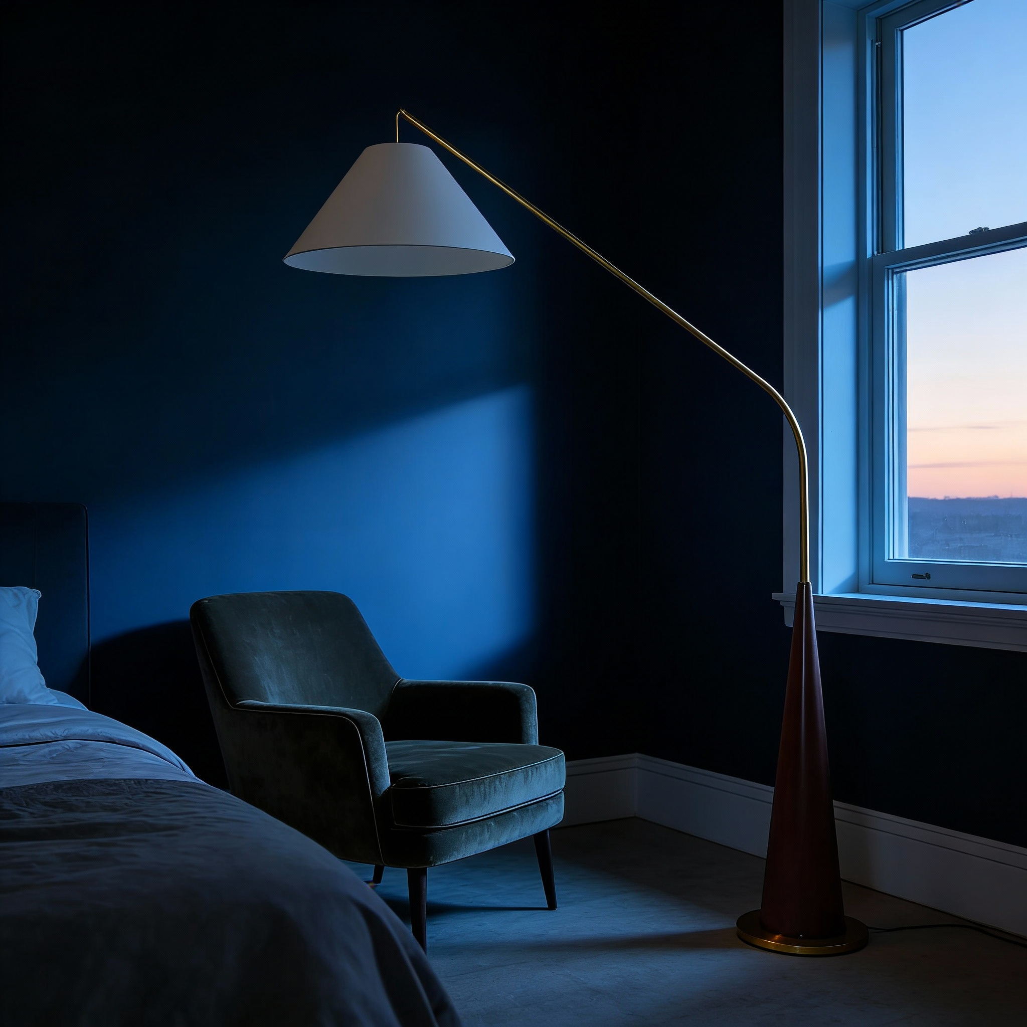 EldaLight | Elegant Modern Gold Arc Floor Lamp with Wood Base 4