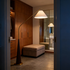 EldaLight | Elegant Modern Gold Arc Floor Lamp with Wood Base 5