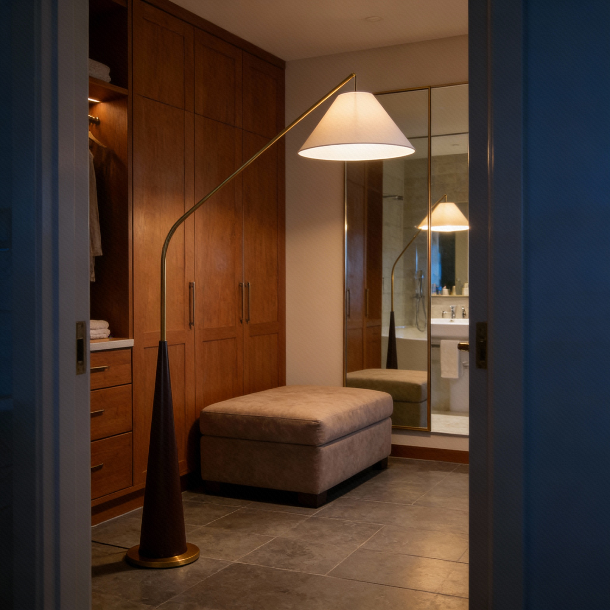 EldaLight | Elegant Modern Gold Arc Floor Lamp with Wood Base 5