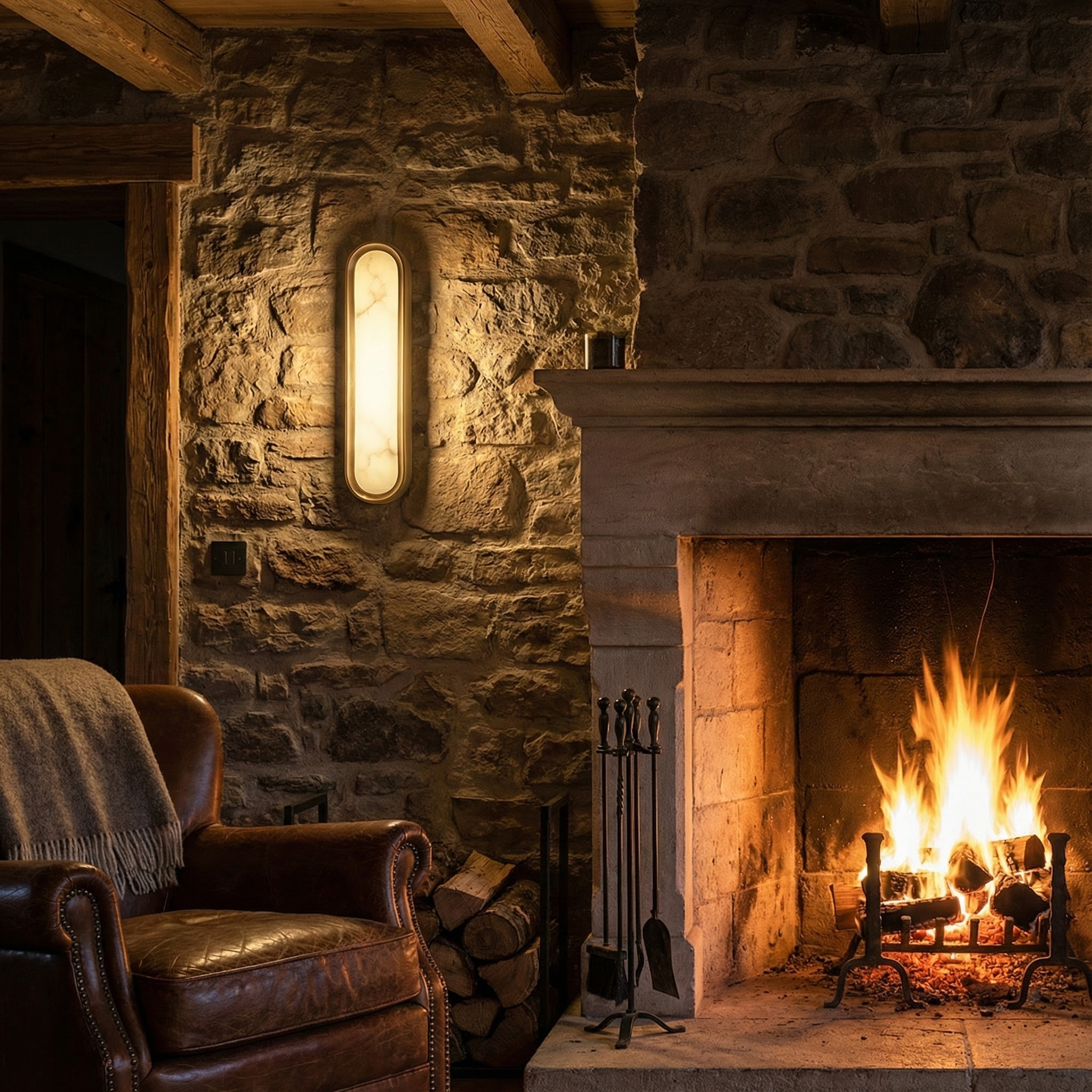 Evren | Elegant Sculptural Alabaster Wall Sconce Light Fixture 2