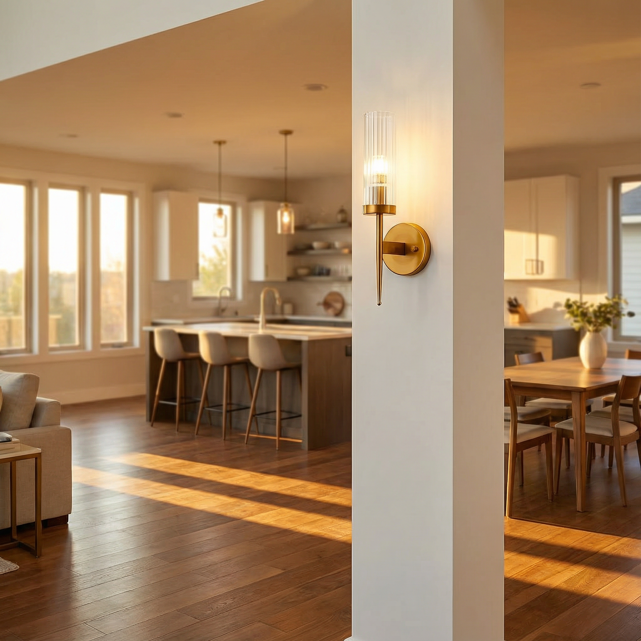 KairoLight | Elegant Modern Ribbed Glass Wall Sconce Lighting 2