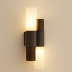 Lumenara | Modern Elegant Steel Glass Wall Sconce Light with Leather Accent 0