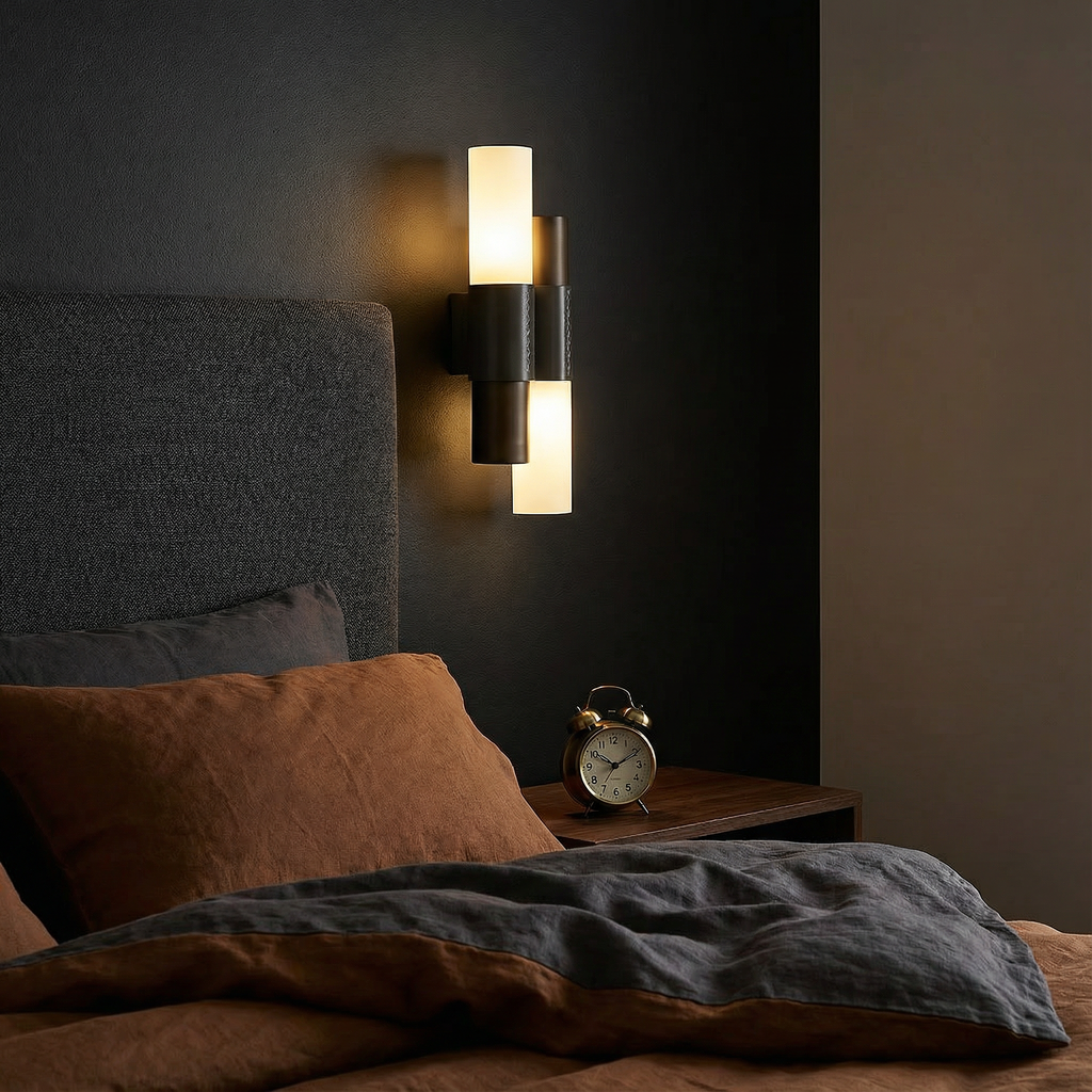 Lumenara | Modern Elegant Steel Glass Wall Sconce Light with Leather Accent 1