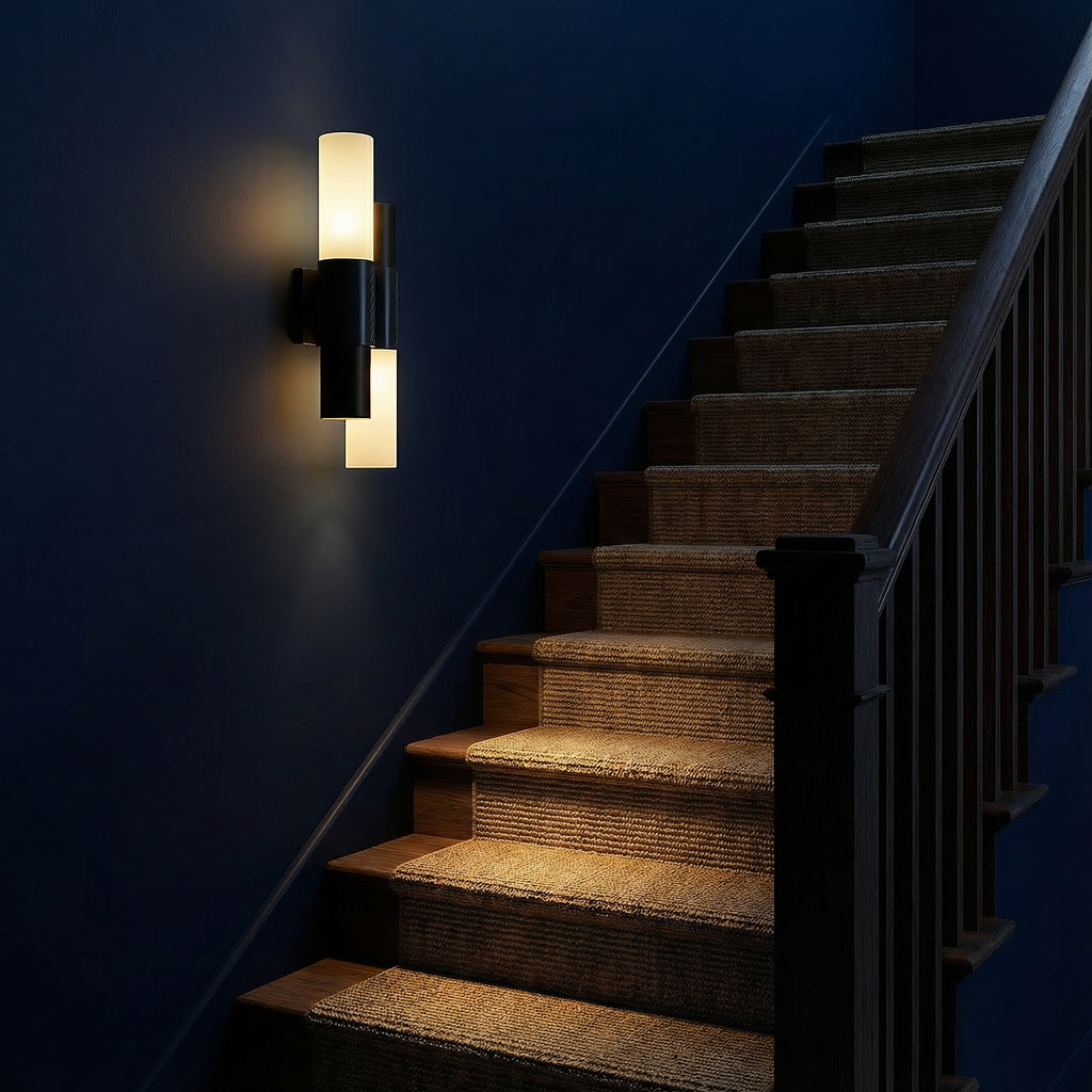 Lumenara | Modern Elegant Steel Glass Wall Sconce Light with Leather Accent 6