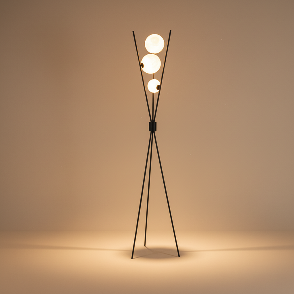 LumiSphere | Stylish Modern Tripod Floor Lamp with Frosted Glass Globes 0