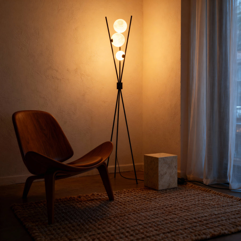 LumiSphere | Stylish Modern Tripod Floor Lamp with Frosted Glass Globes 3