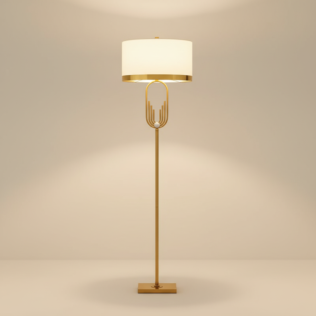 Luminara | Elegant Modern Floor Lamp with Sculpted Metallic Detailing 0