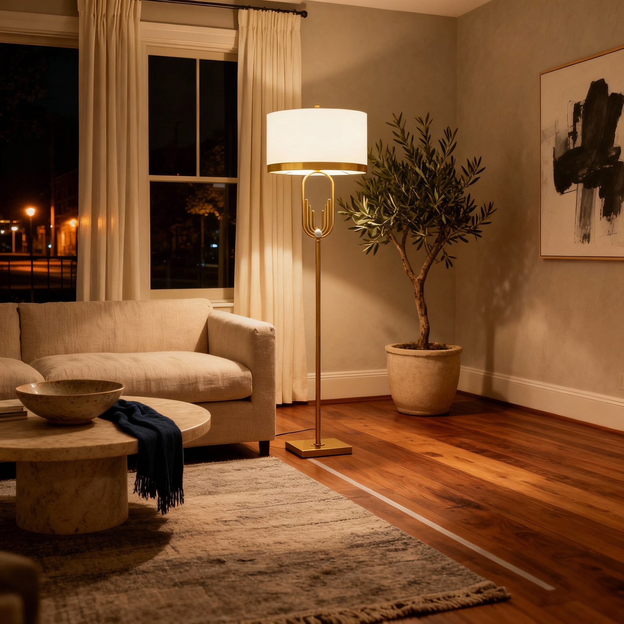 Luminara | Elegant Modern Floor Lamp with Sculpted Metallic Detailing 1