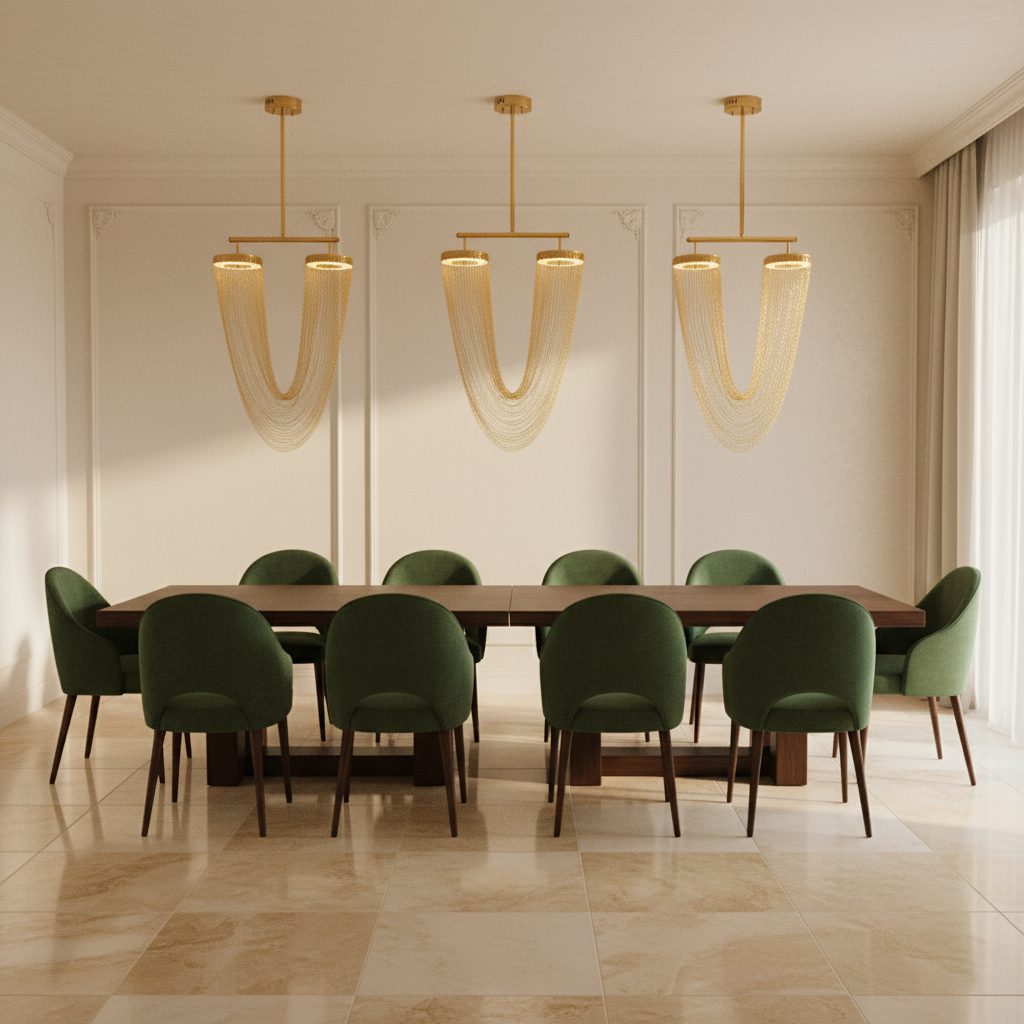 Luminara | Elegant Modern Metallic Chain Dining Room Chandelier 1
