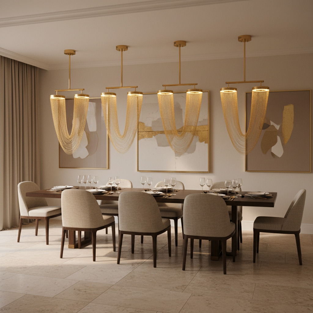 Luminara | Elegant Modern Metallic Chain Dining Room Chandelier 2