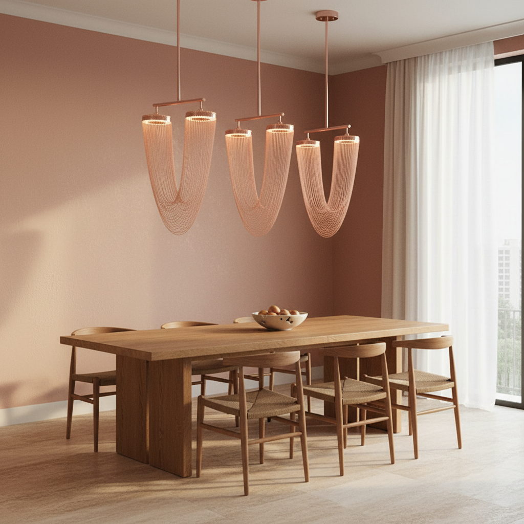 Luminara | Elegant Modern Metallic Chain Dining Room Chandelier 4