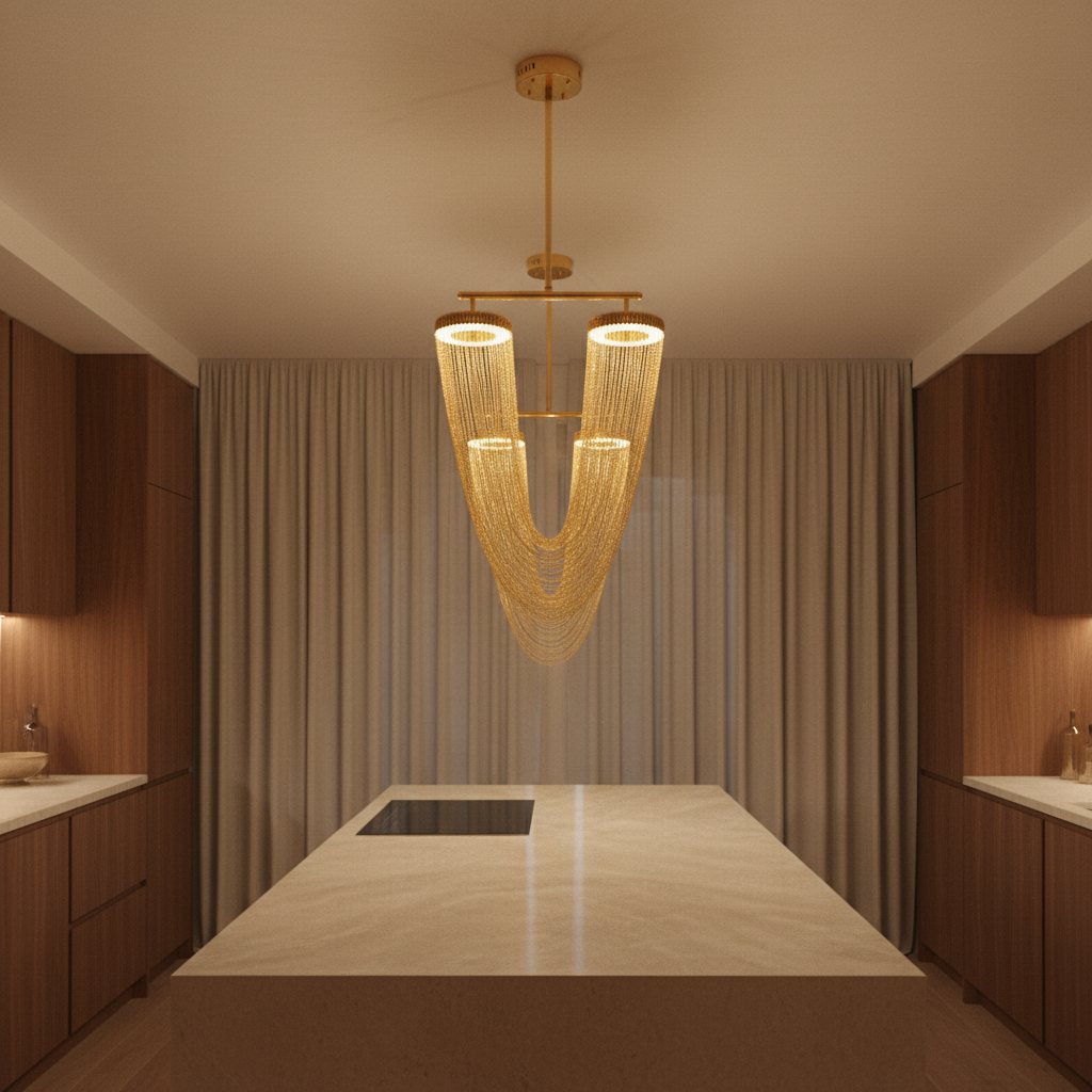 Luminara | Elegant Modern Metallic Chain Dining Room Chandelier 6