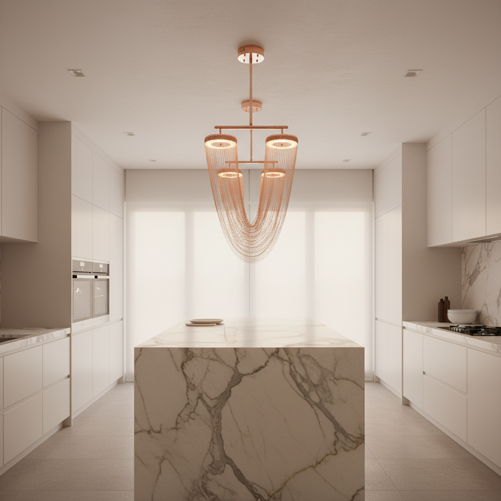 Luminara | Elegant Modern Metallic Chain Dining Room Chandelier 7