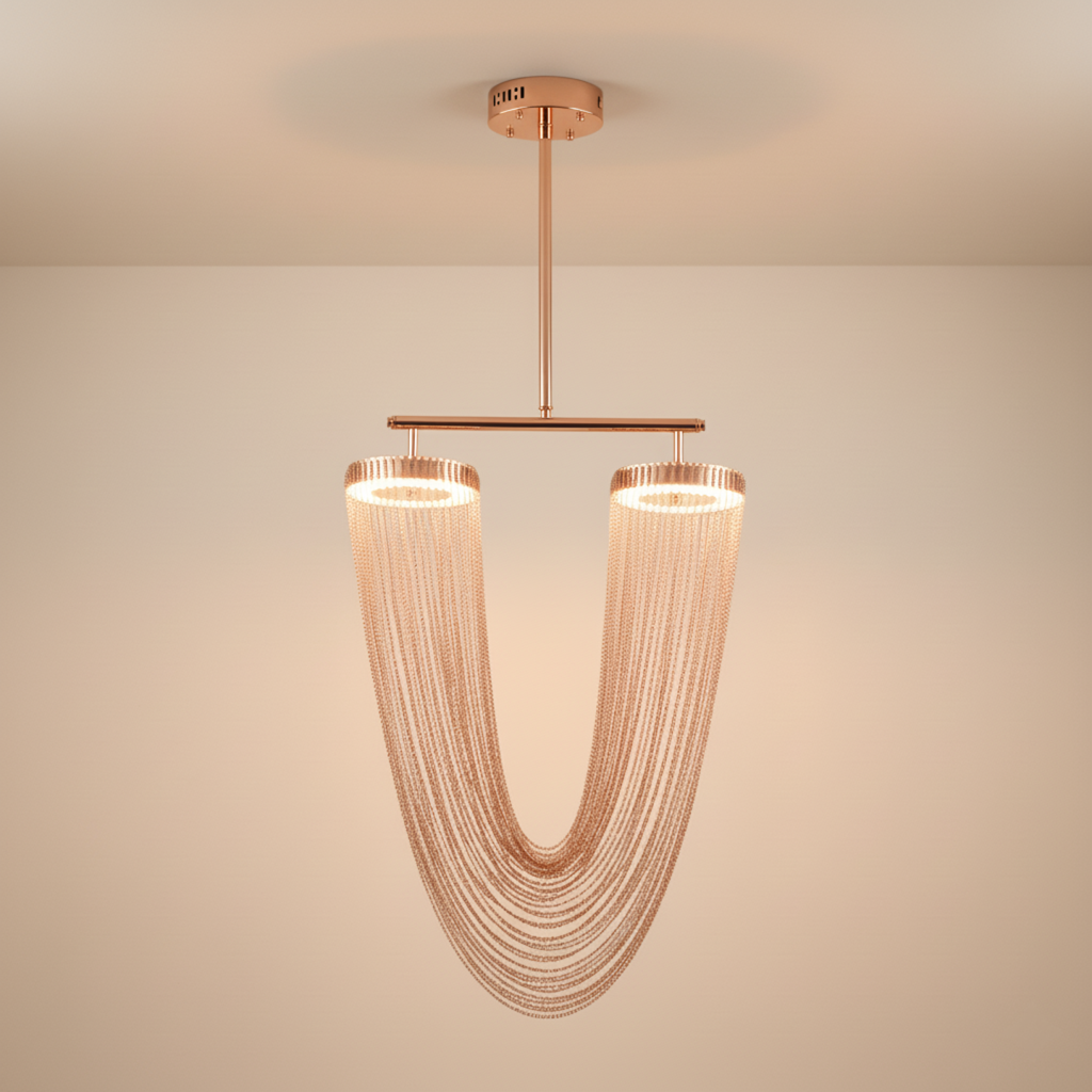 Luminara | Elegant Modern Metallic Chain Dining Room Chandelier 9