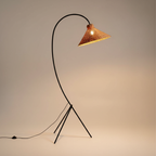 NaturaRattan | Stylish Airy Arc Tripod Floor Lamp with Cone Shade 0