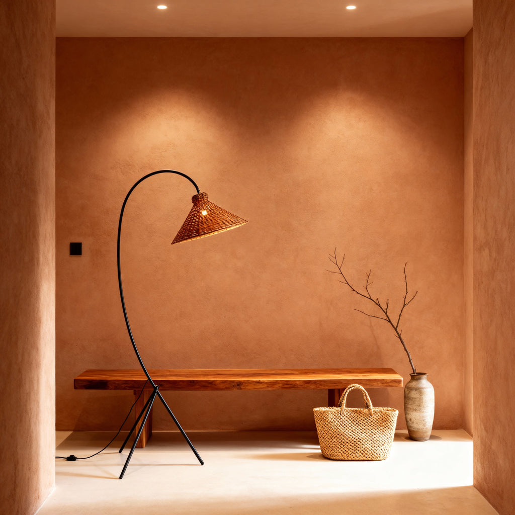 NaturaRattan | Stylish Airy Arc Tripod Floor Lamp with Cone Shade 5