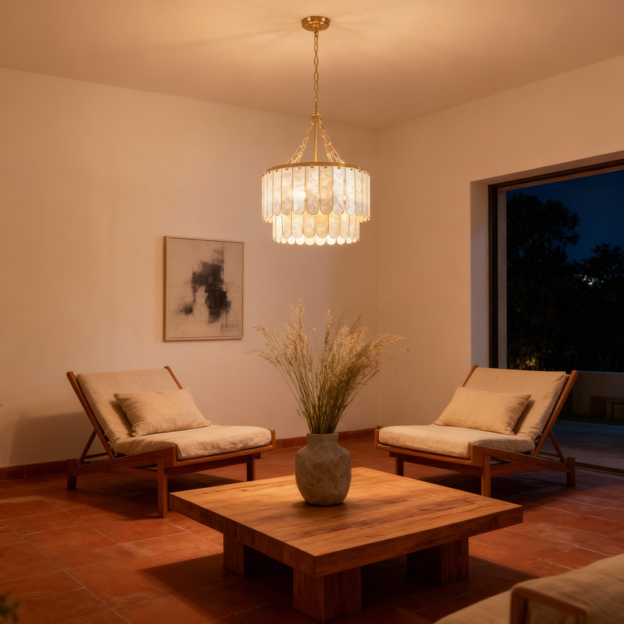 NyraShell | Elegant Modern Capiz Shell Dining Room Chandelier 1